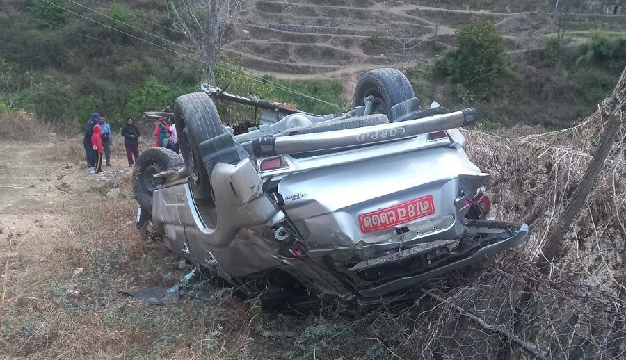 कुलेखानी–फाखेल सडकखण्डमा स्कारपियो दुर्घटना, चार जना घाइते